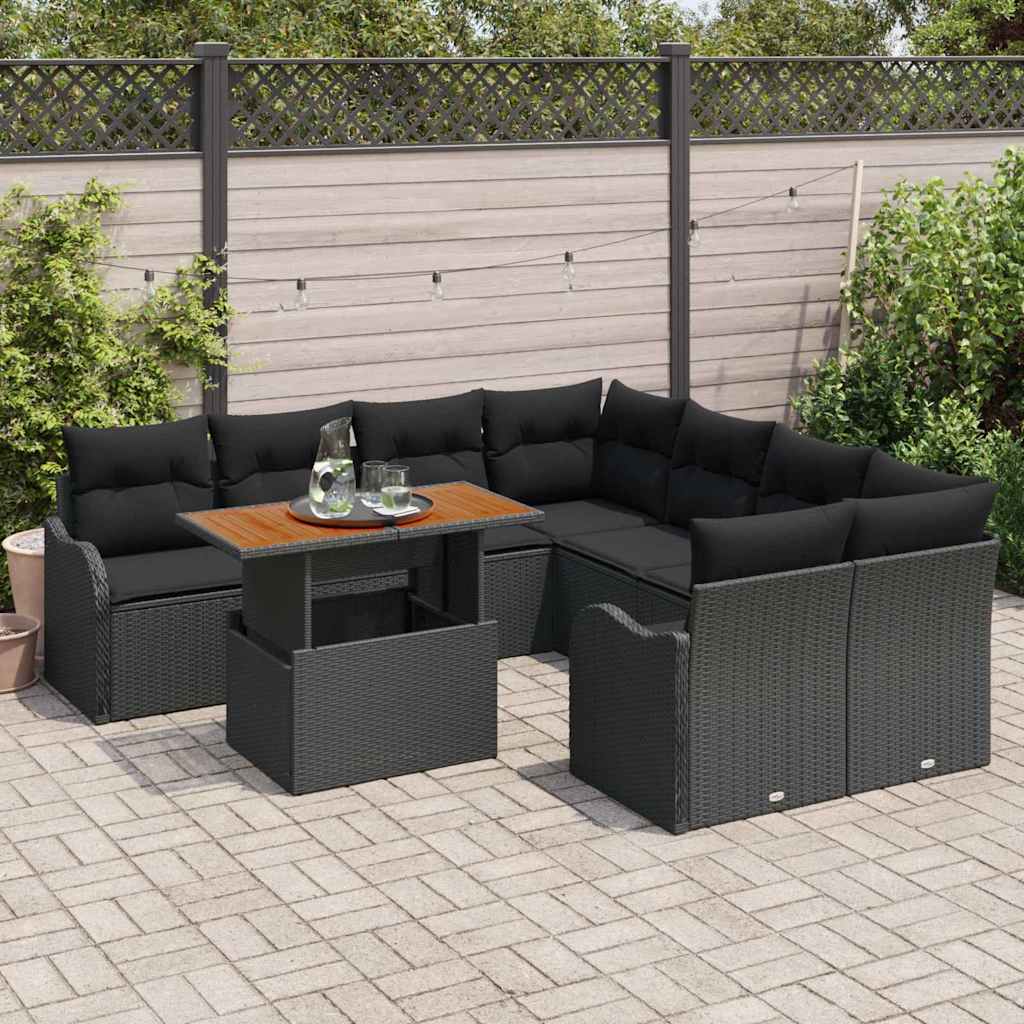 Set Divano da Giardino 9 pcs Grigio Poly Rattan - immagine 3