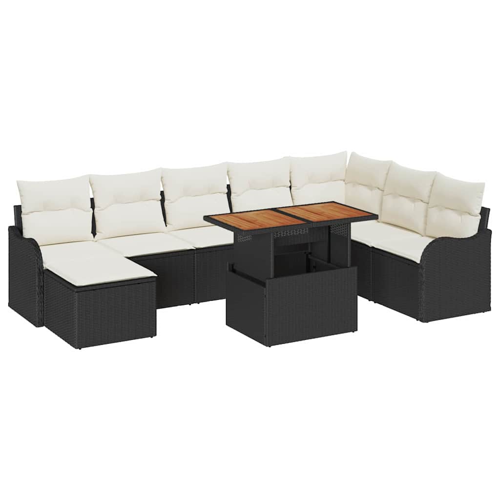 Set Divano da Giardino con archiviazione 9 pcs Nero Poly Rattan - immagine 2