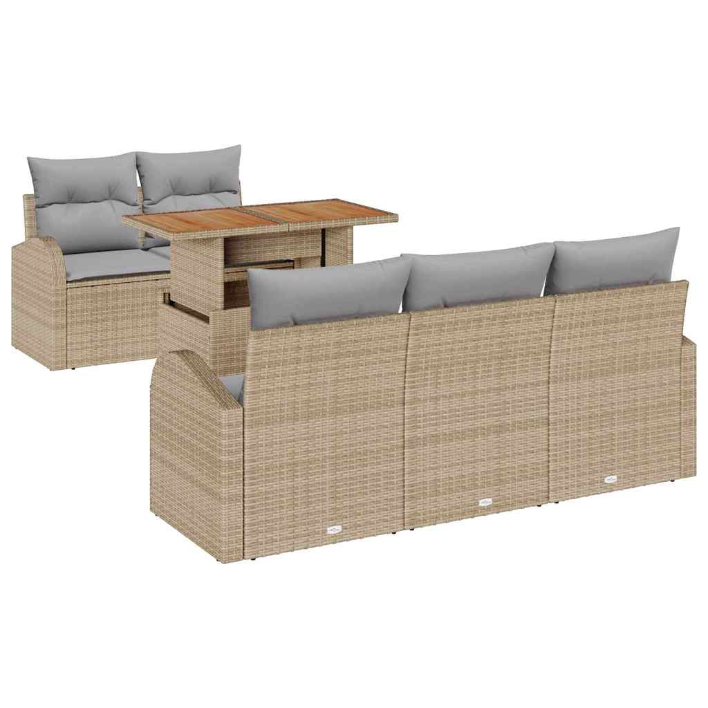 Set Divano da Giardino 6 pcs Beige Poly Rattan - immagine 2