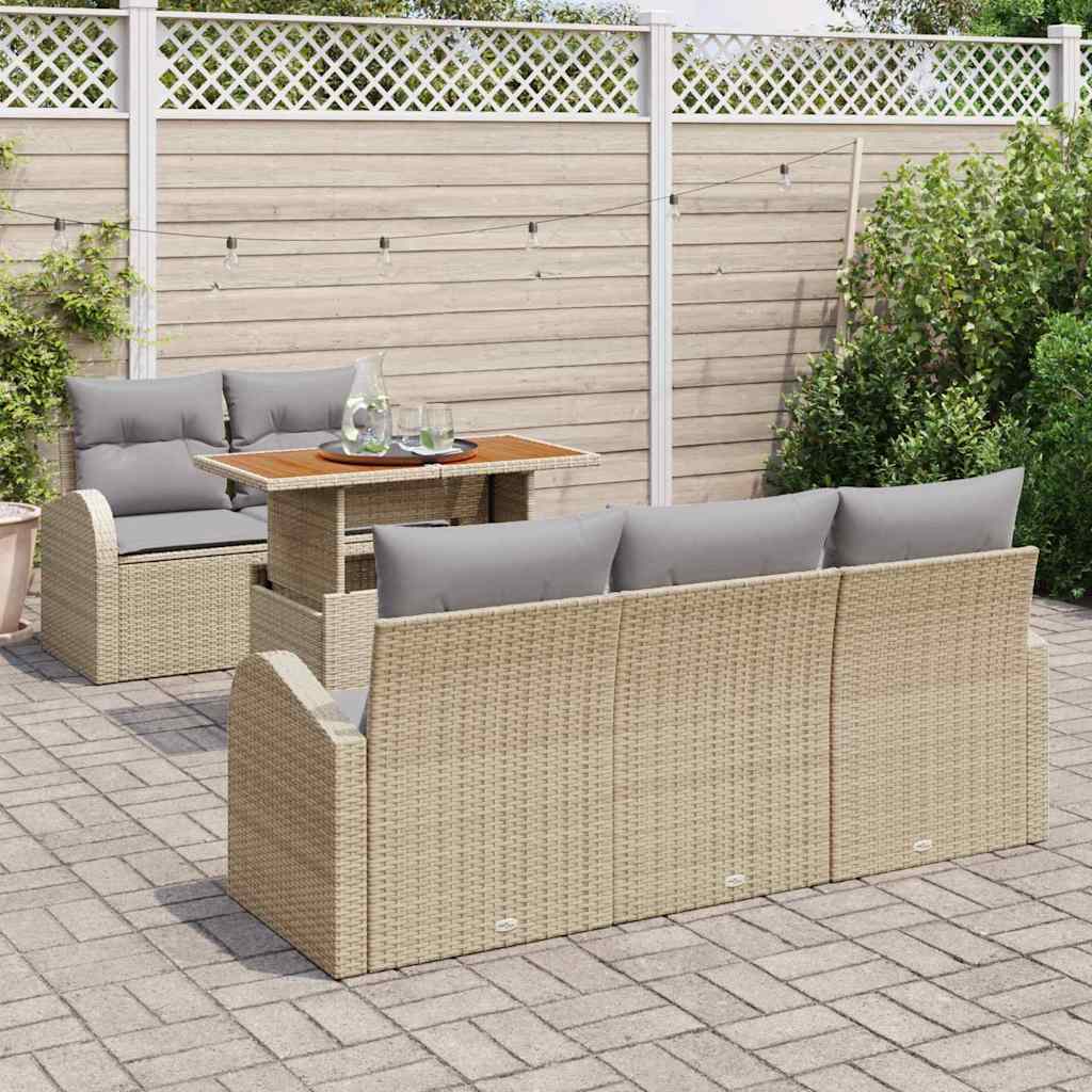 Set Divano da Giardino 6 pcs Beige Poly Rattan - immagine 3