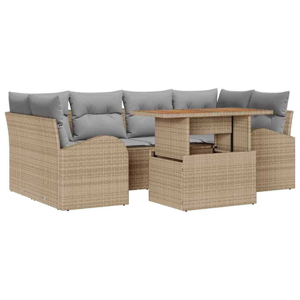 Set Divano da Giardino 7 pcs Beige Poly Rattan - immagine 2