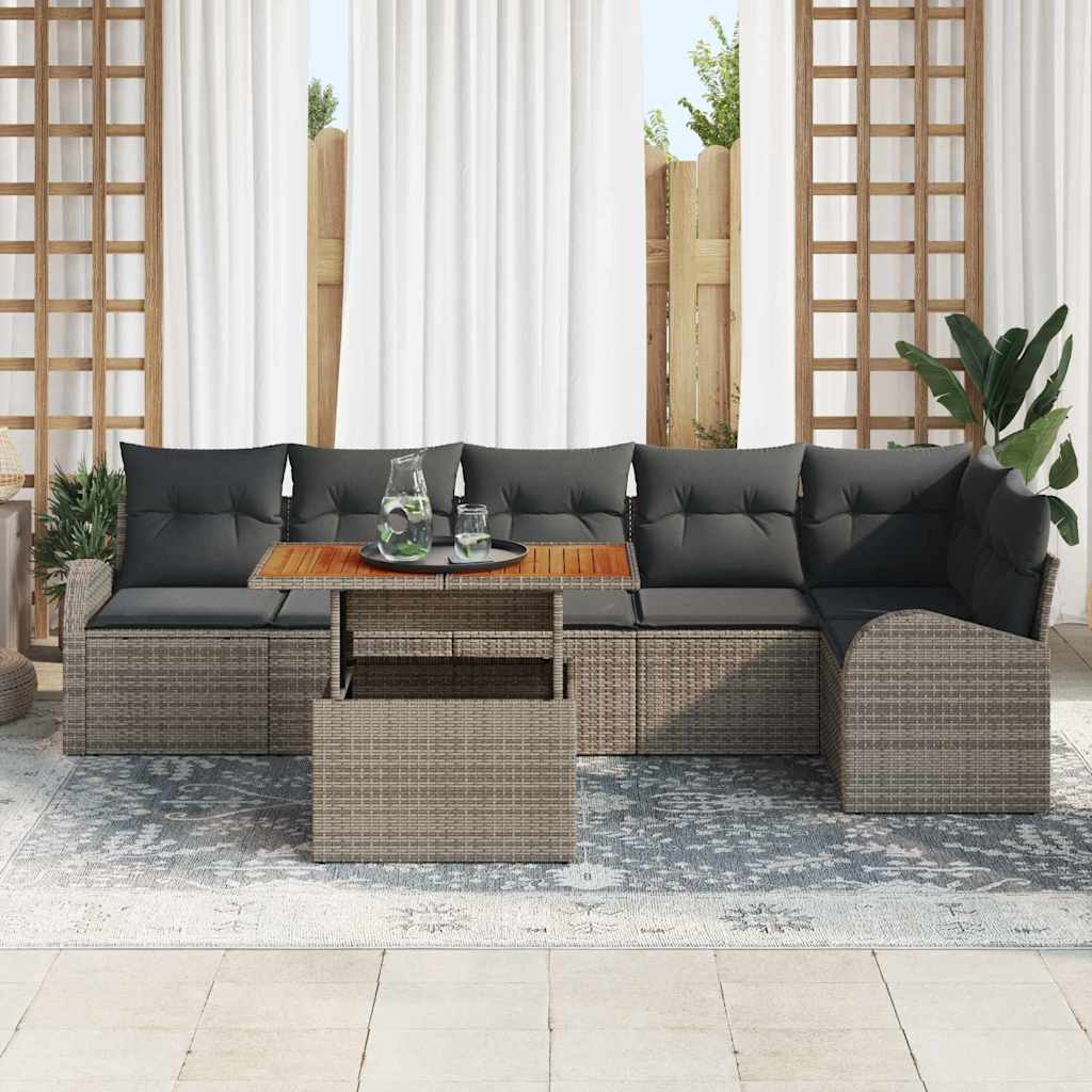 Set Divano da Giardino 7 pcs Grigio Poly Rattan - immagine 3