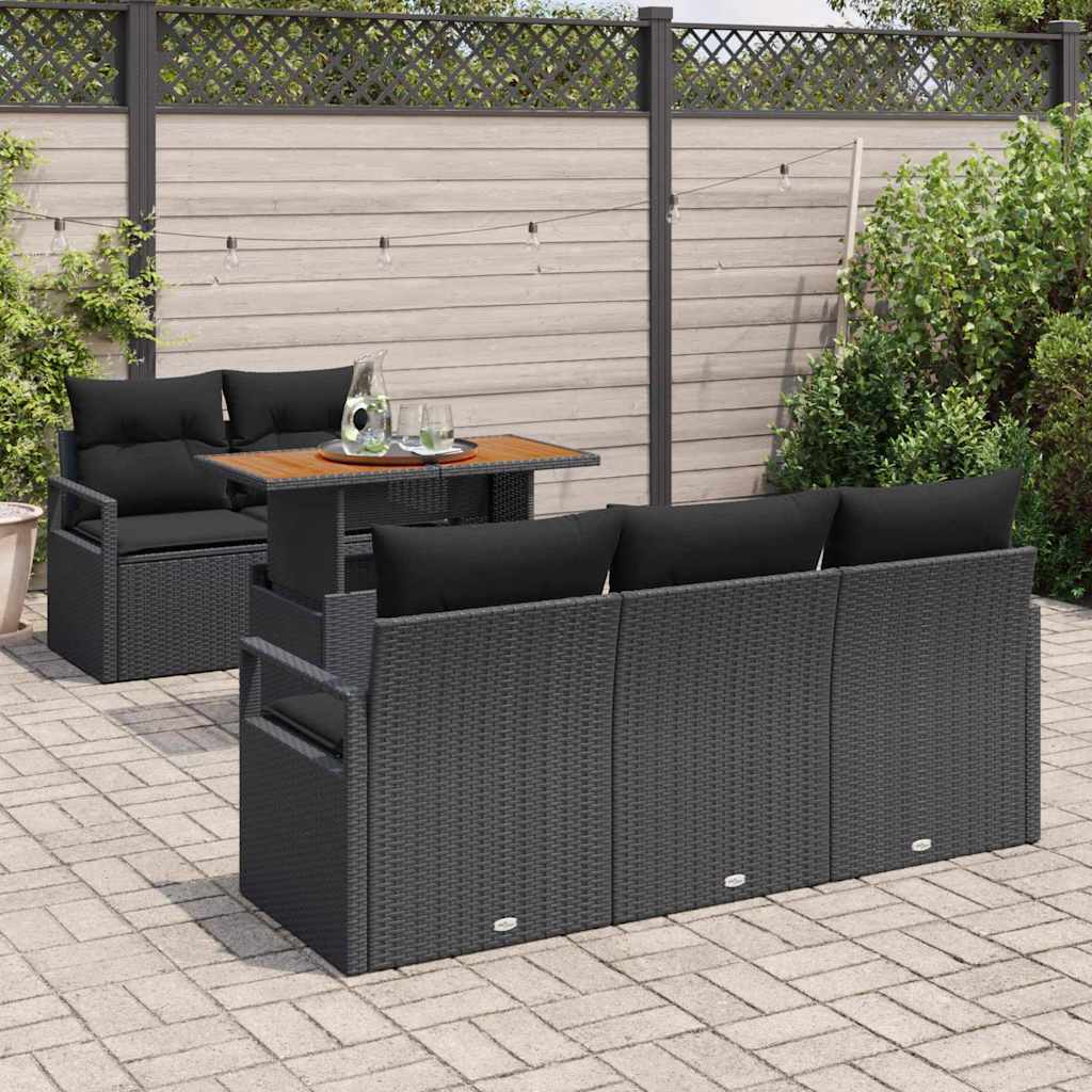 Set Divano da Giardino con archiviazione 6 pcs Nero Poly Rattan - immagine 3