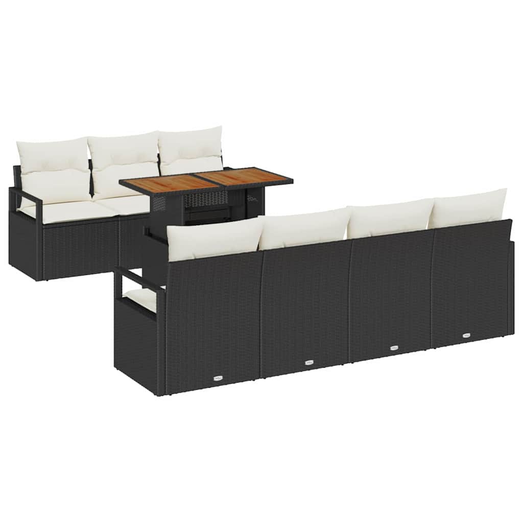 Set Divano da Giardino con archiviazione 8 pcs Nero Poly Rattan - immagine 2