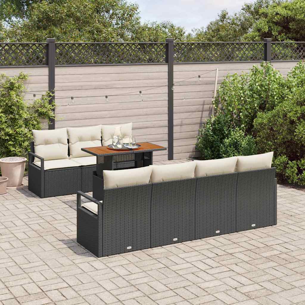 Set Divano da Giardino con archiviazione 8 pcs Nero Poly Rattan - immagine 3