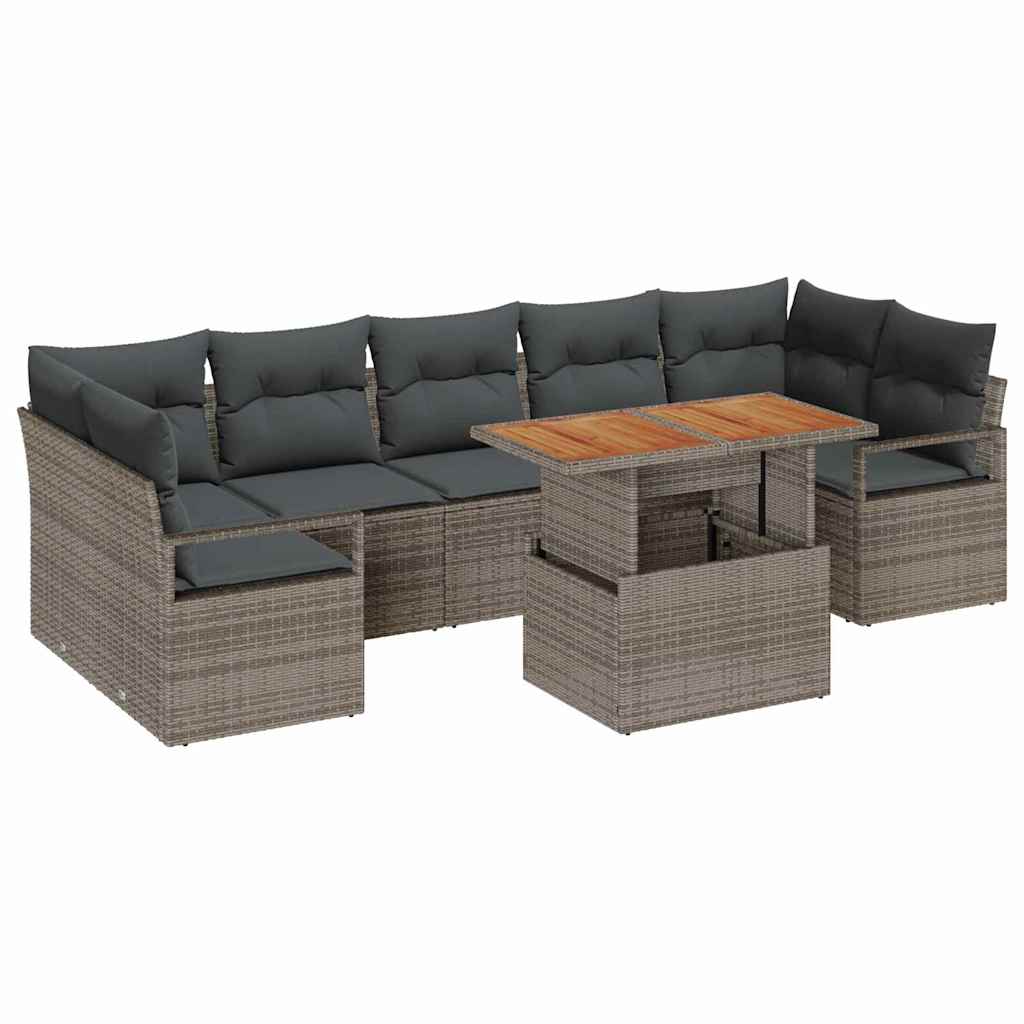 Set Divano da Giardino 8 pcs Grigio Poly Rattan - immagine 2