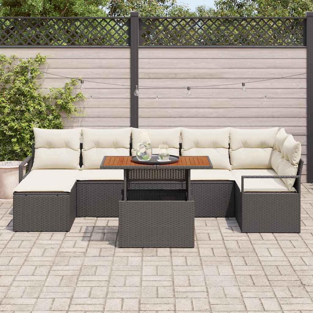 Set Divano da Giardino con archiviazione 8 pcs Nero Poly Rattan - immagine 3