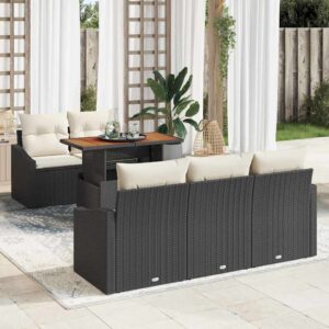 Set Divano da Giardino con archiviazione 6 pcs Nero Poly Rattan