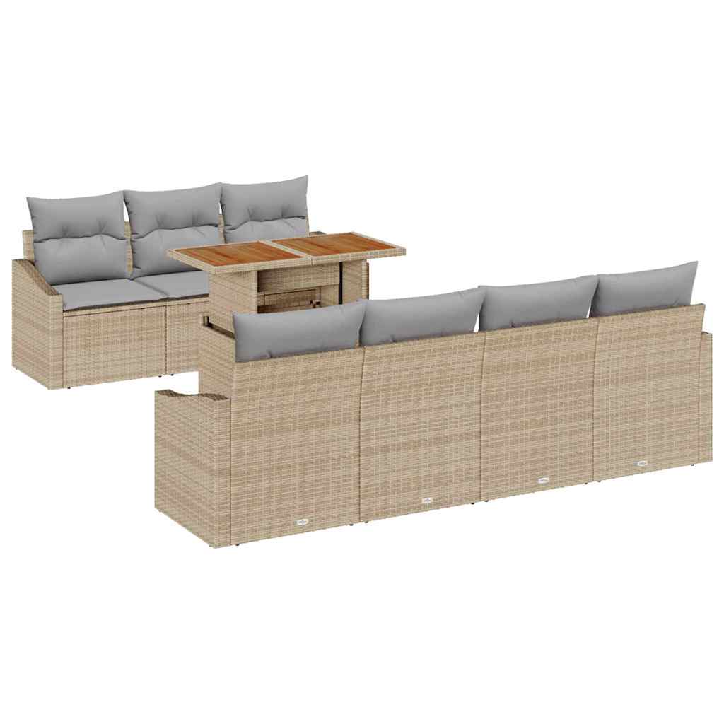 Set Divano da Giardino 8 pcs Beige Poly Rattan - immagine 2