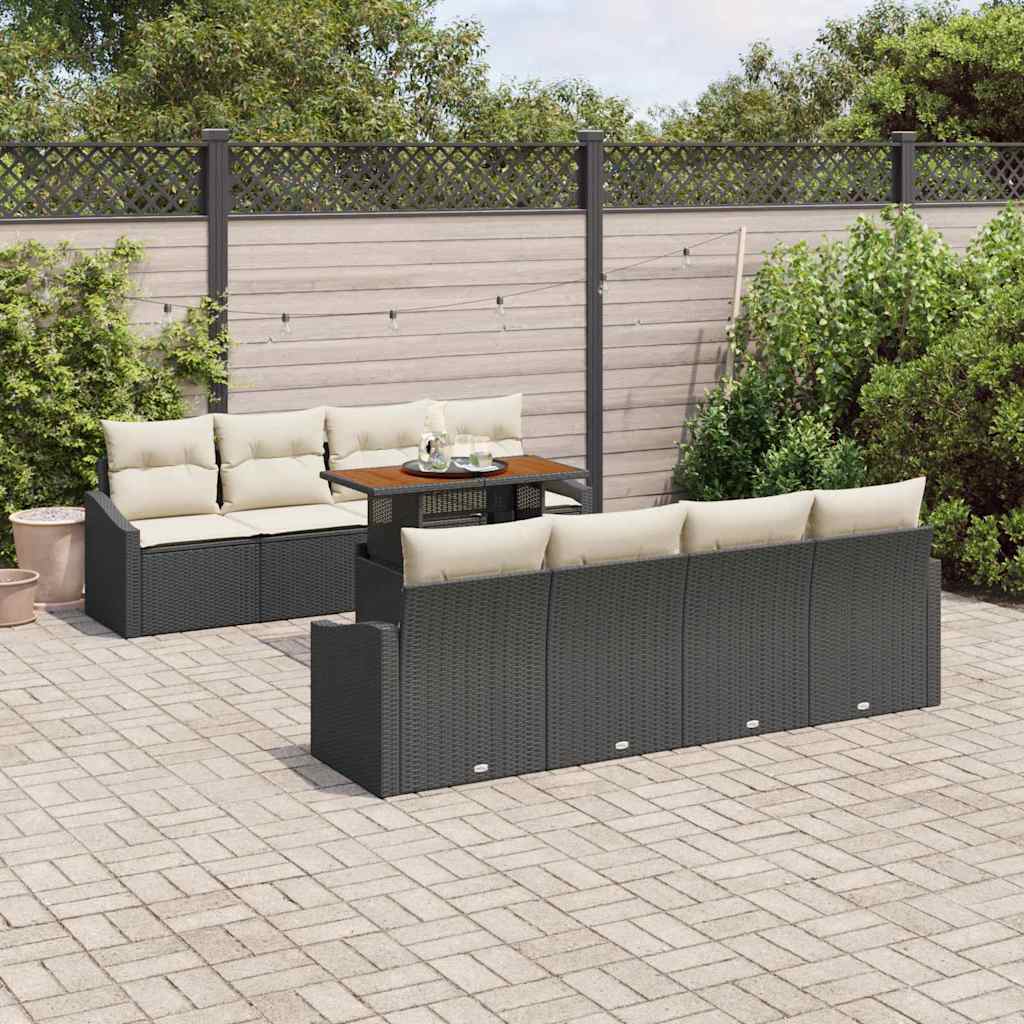 Set Divano da Giardino con archiviazione 9 pcs Nero Poly Rattan - immagine 3