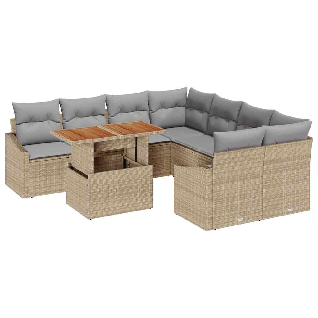 Set Divano da Giardino 9 pcs Beige Poly Rattan - immagine 2
