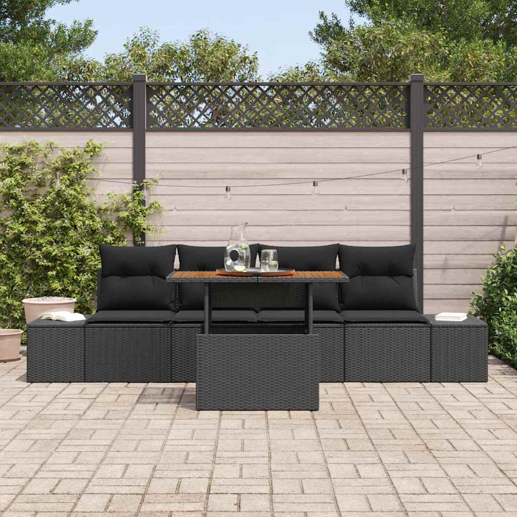 Set Divano da Giardino con archiviazione 5 pcs Nero Poly Rattan - immagine 3