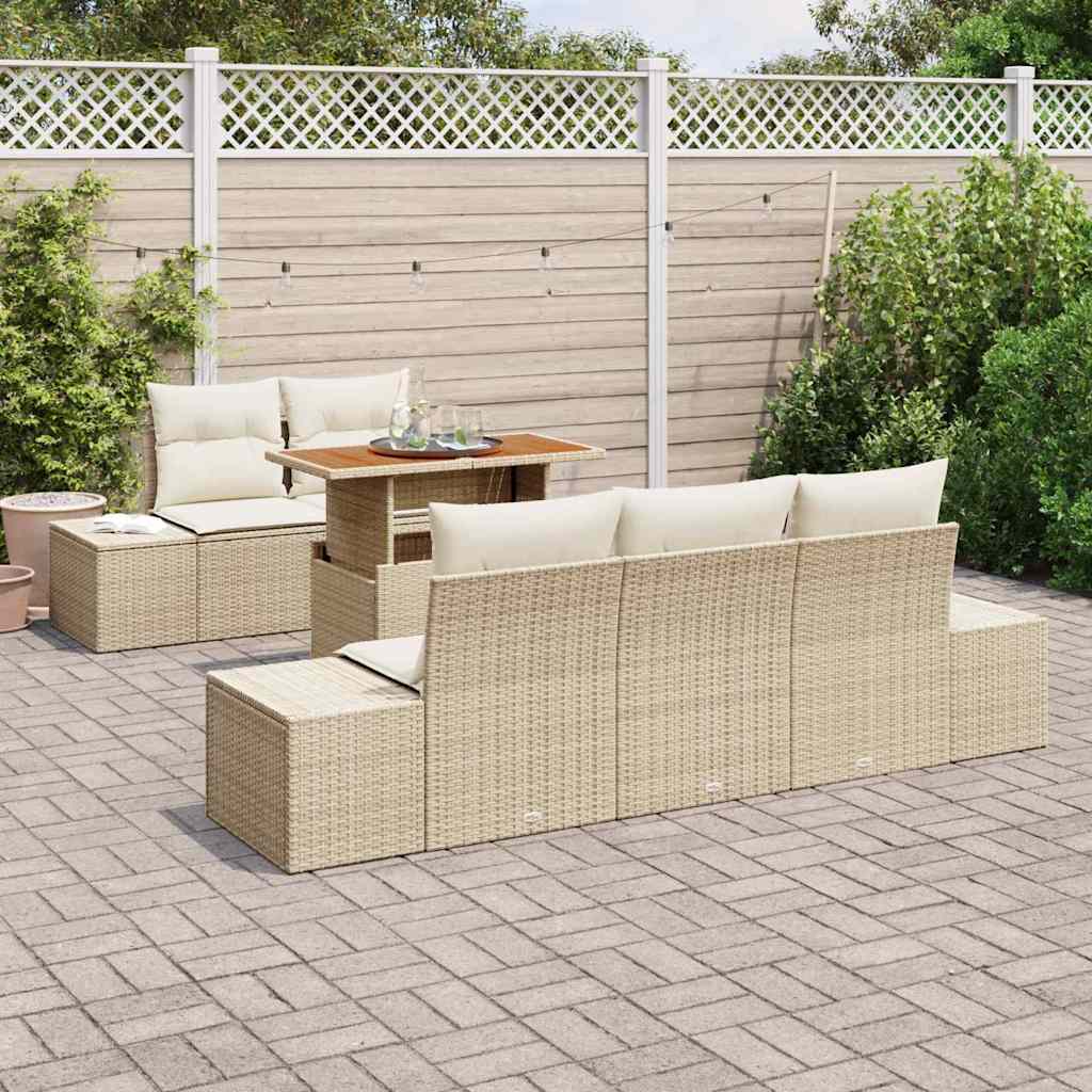 Set Divano da Giardino 6 pcs Beige Poly Rattan - immagine 3