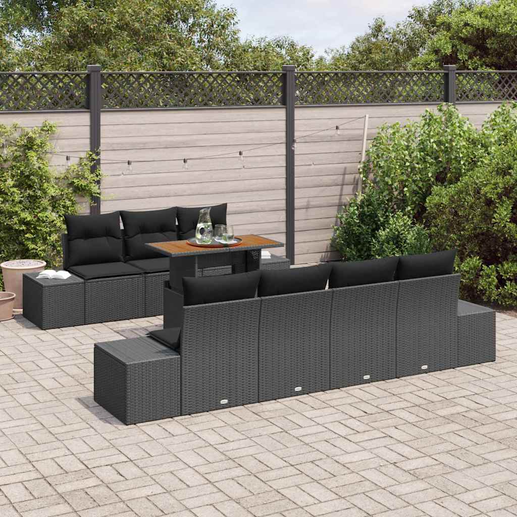 Set Divano da Giardino con archiviazione 8 pcs Nero Poly Rattan - immagine 3