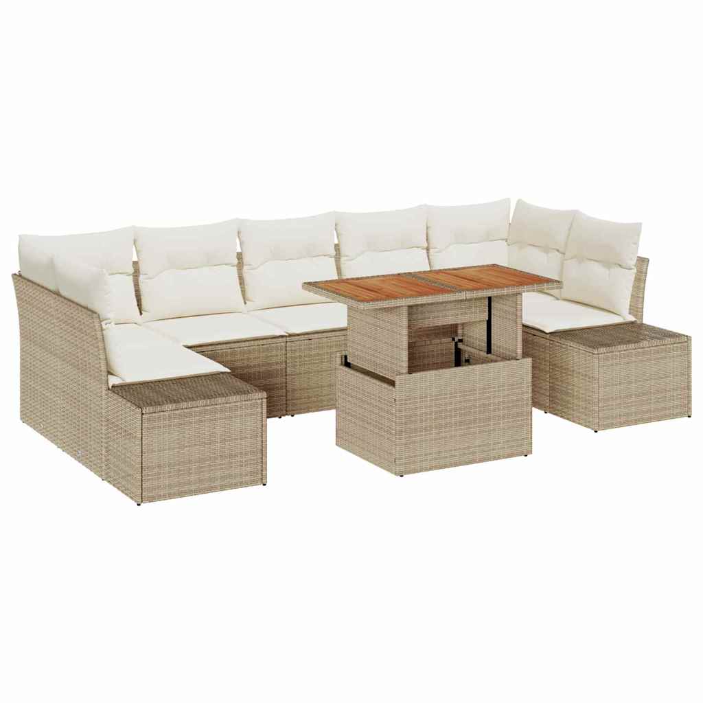 Set Divano da Giardino 8 pcs Beige Poly Rattan - immagine 2