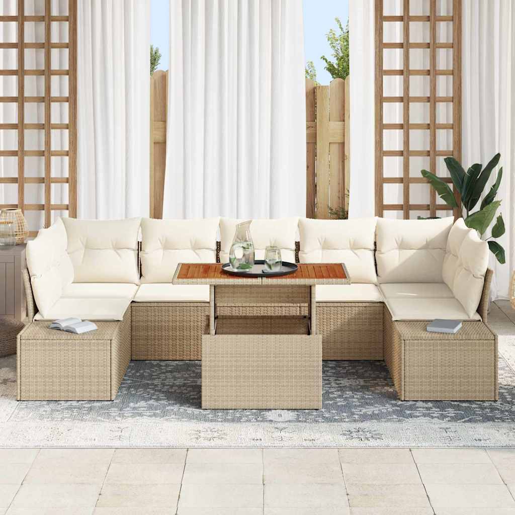 Set Divano da Giardino 8 pcs Beige Poly Rattan - immagine 3