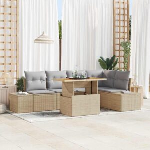 Set Divano da Giardino 6 pcs Beige Poly Rattan