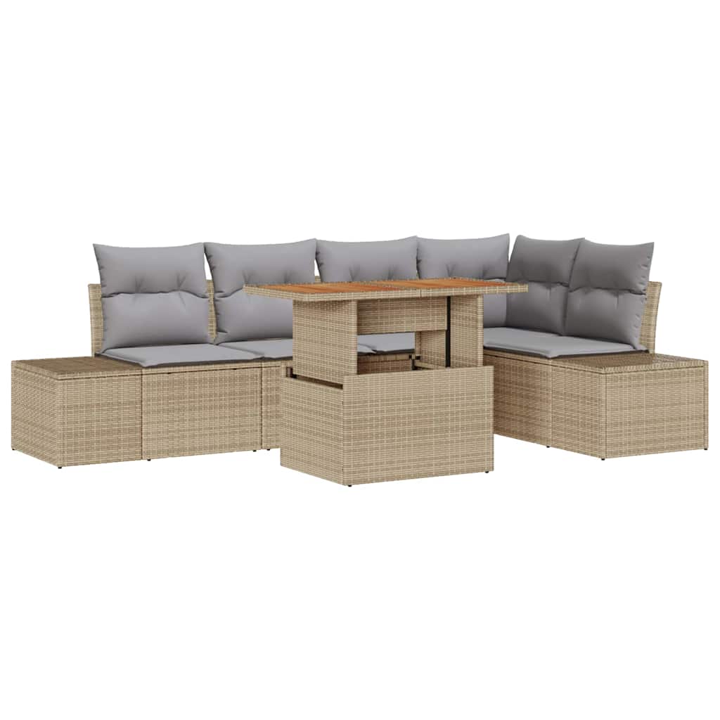 Set Divano da Giardino 6 pcs Beige Poly Rattan - immagine 2