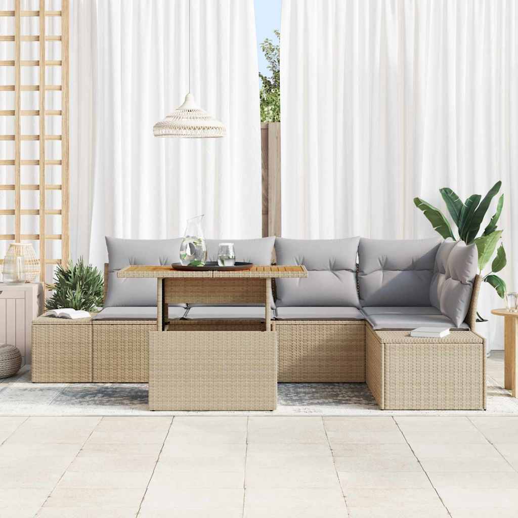 Set Divano da Giardino 6 pcs Beige Poly Rattan - immagine 3