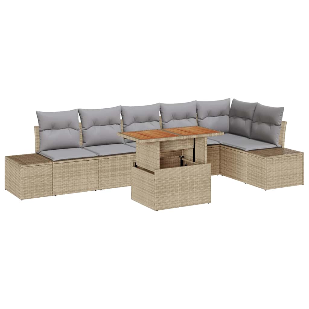 Set Divano da Giardino 7 pcs Beige Poly Rattan - immagine 2