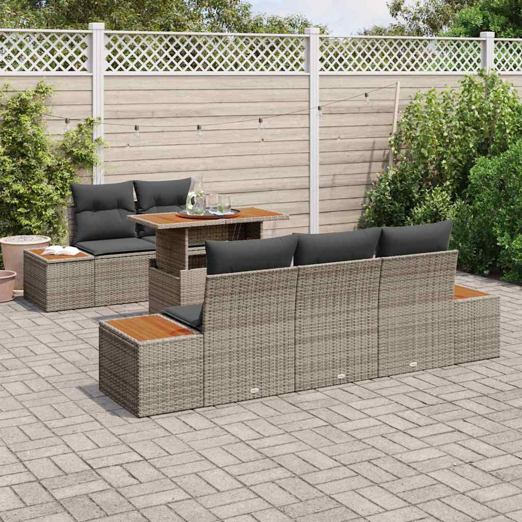Set Divano da Giardino 6 pcs Grigio Poly Rattan - immagine 3