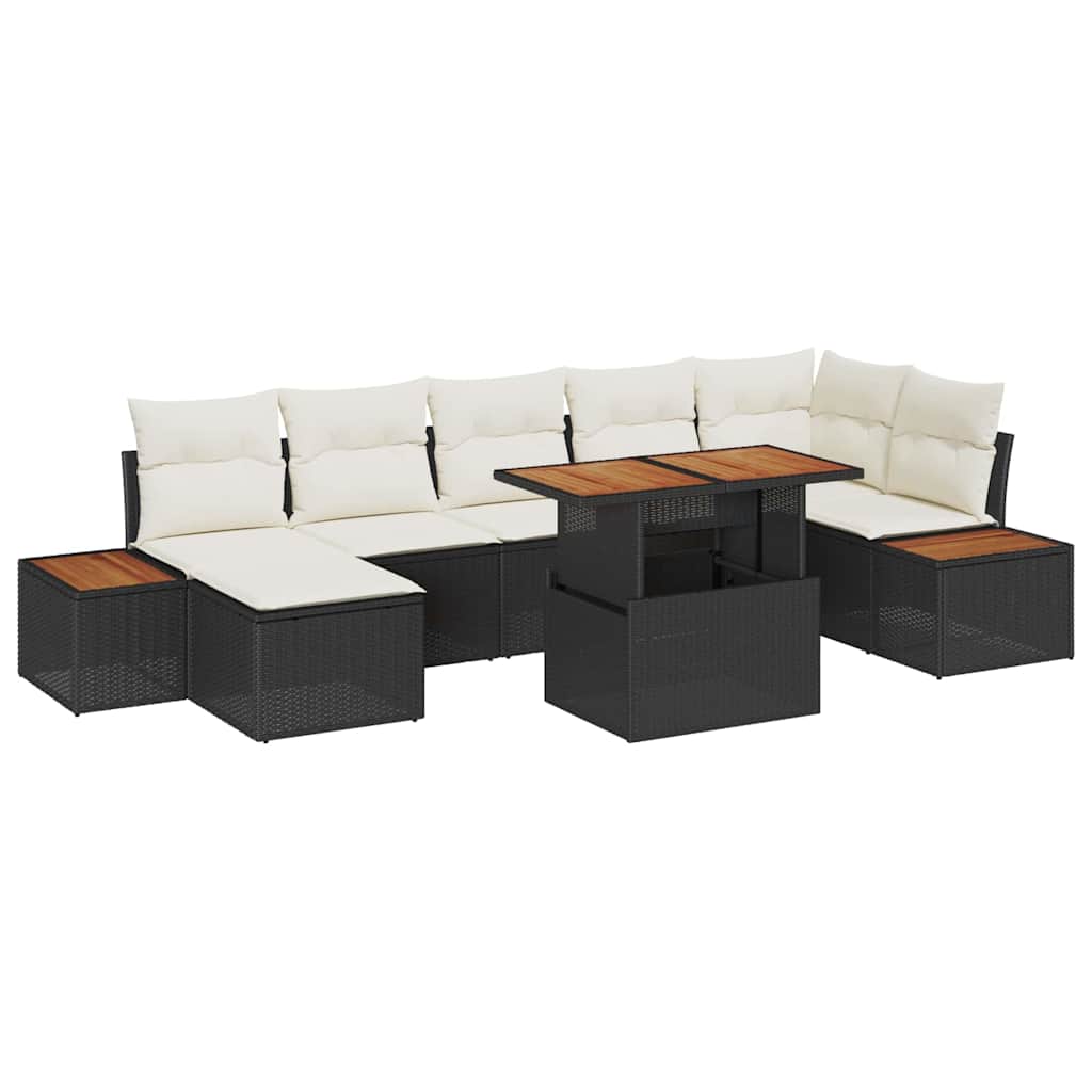 Set Divano da Giardino con archiviazione 8 pcs Nero Poly Rattan - immagine 2