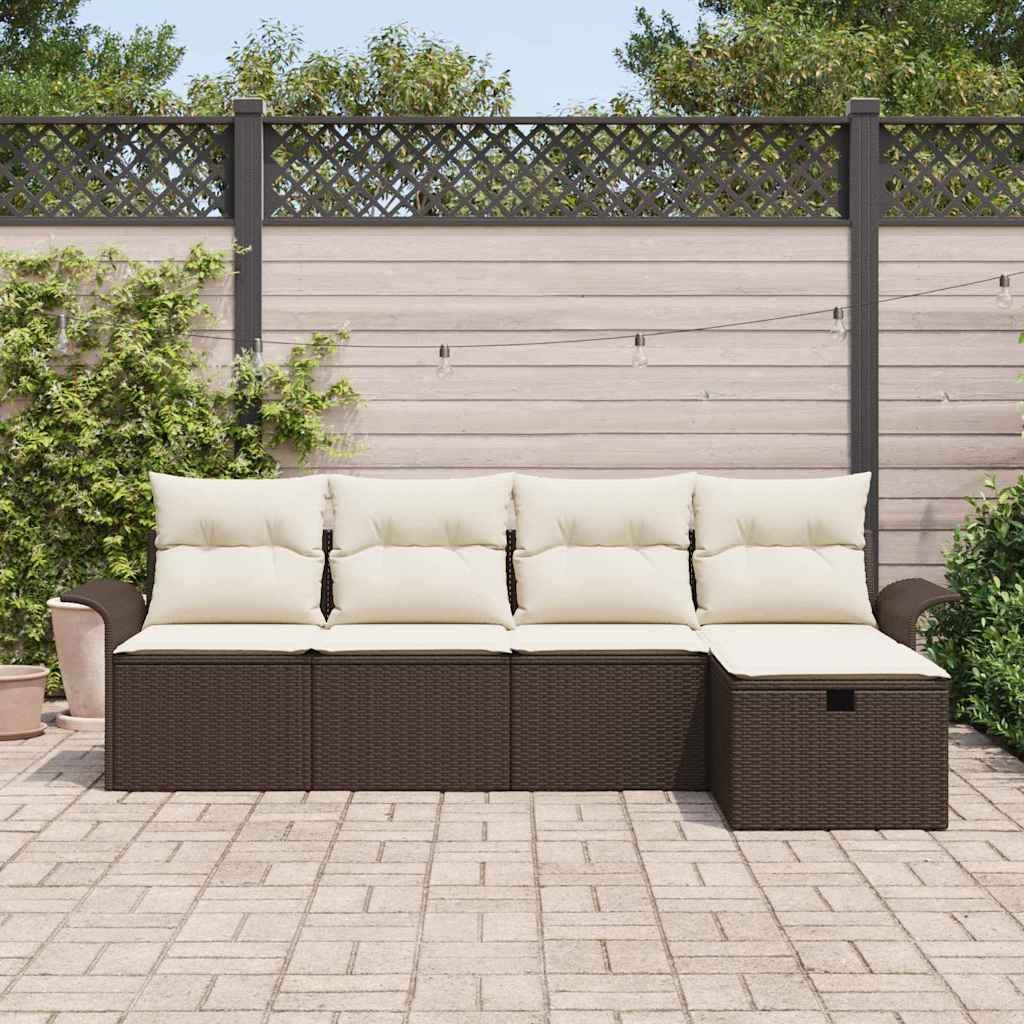Set Divano da Giardino 5 pcs Marrone e crema 251 x 117 x 85 cm - immagine 3