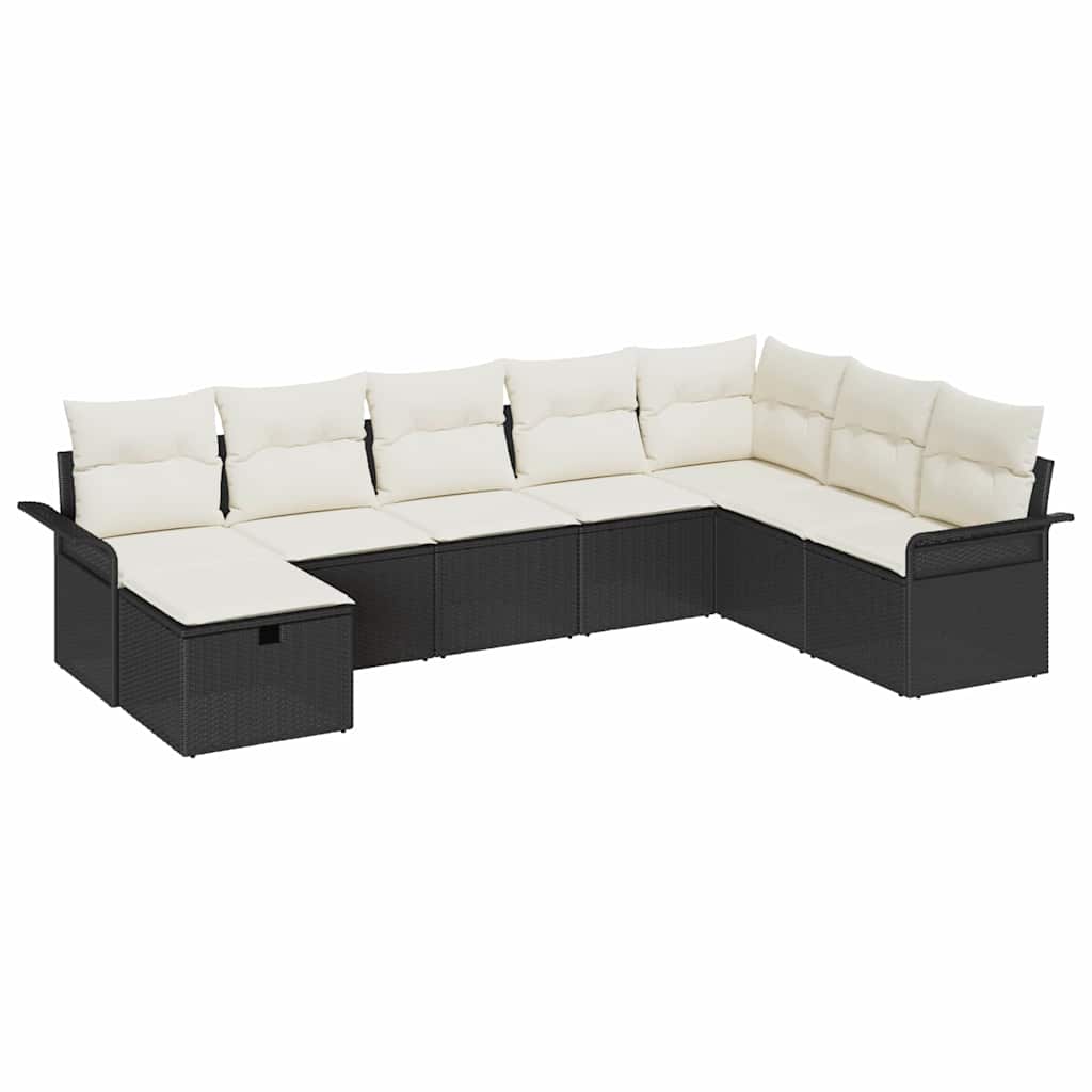 Set Divano da Giardino 8 pcs Nero e Crema polyrattan - immagine 2