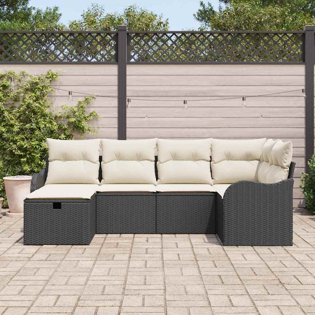 Set Divano da Giardino 6 pcs Nero e crema 232.5 x 122.5 x 85 cm - immagine 3