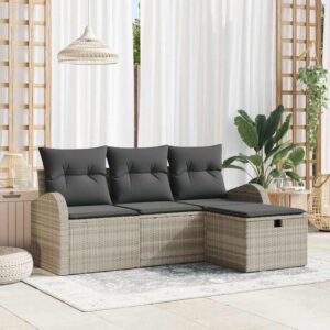 Set Divano da Giardino 4 pcs Grigio chiaro 179 x 117 x 85 cm