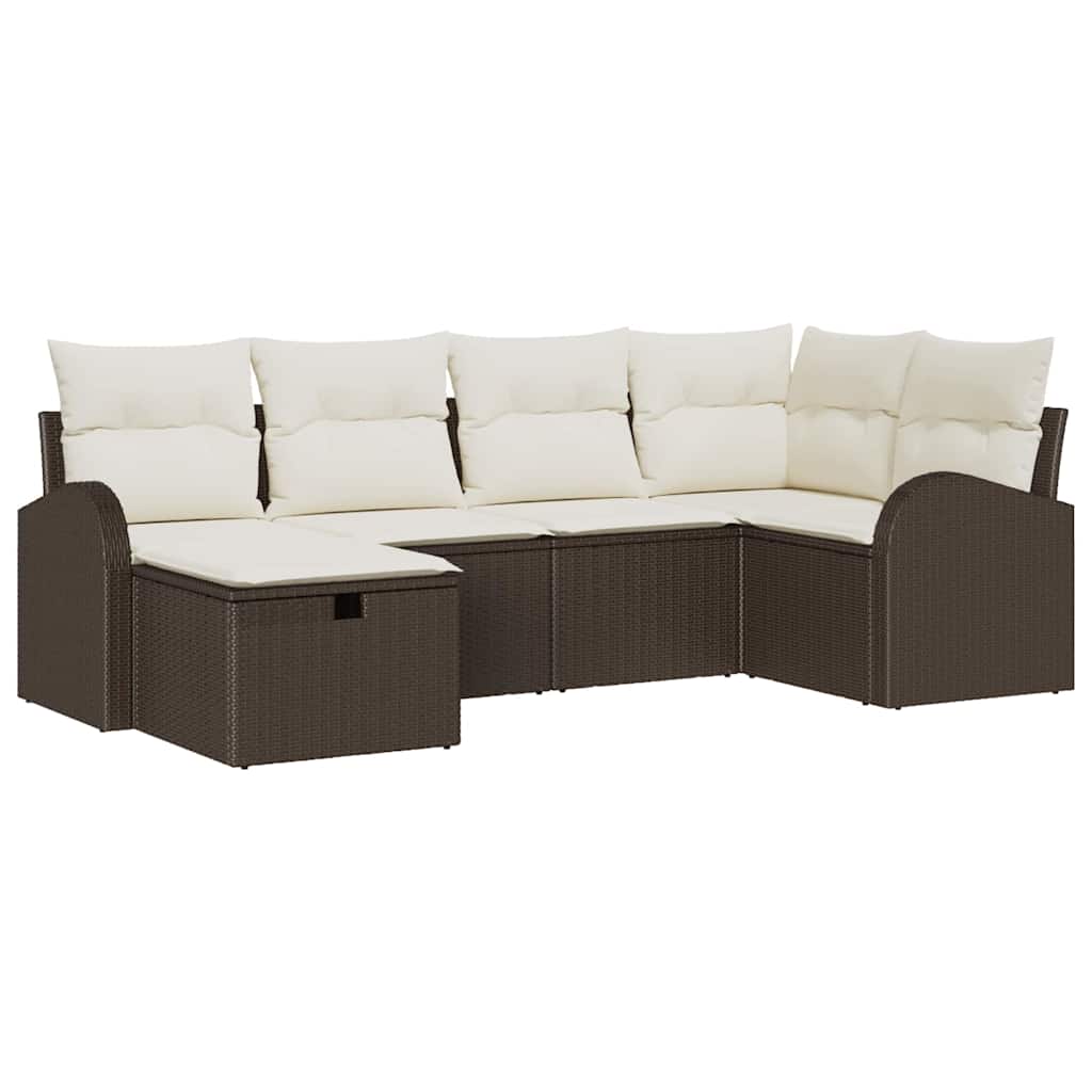 Set di divani con cuscino Marrone e Crema polyrattan - immagine 2
