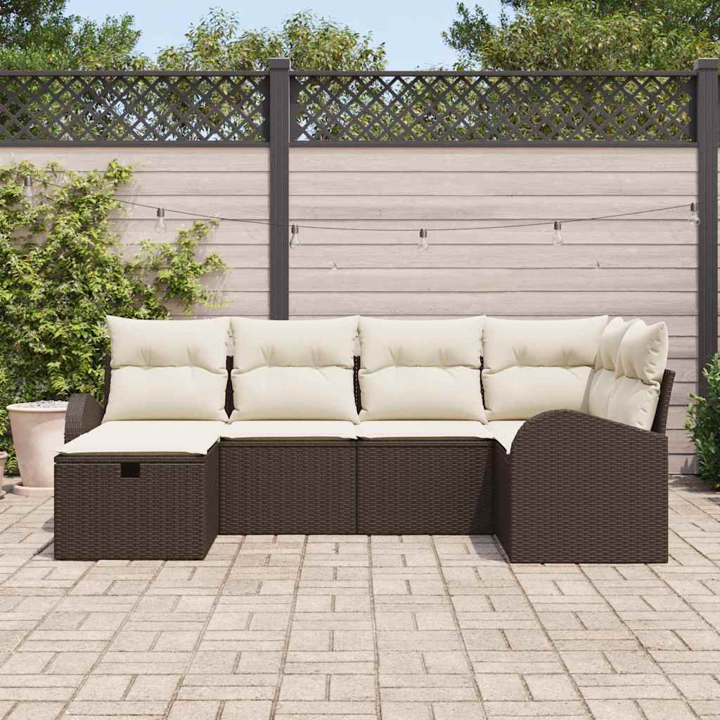 Set di divani con cuscino Marrone e Crema polyrattan - immagine 3