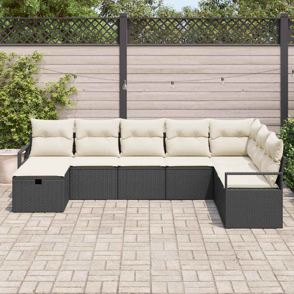 Set Divano da Giardino 8 pcs Nero e crema 287 x 177 x 85 cm - immagine 3