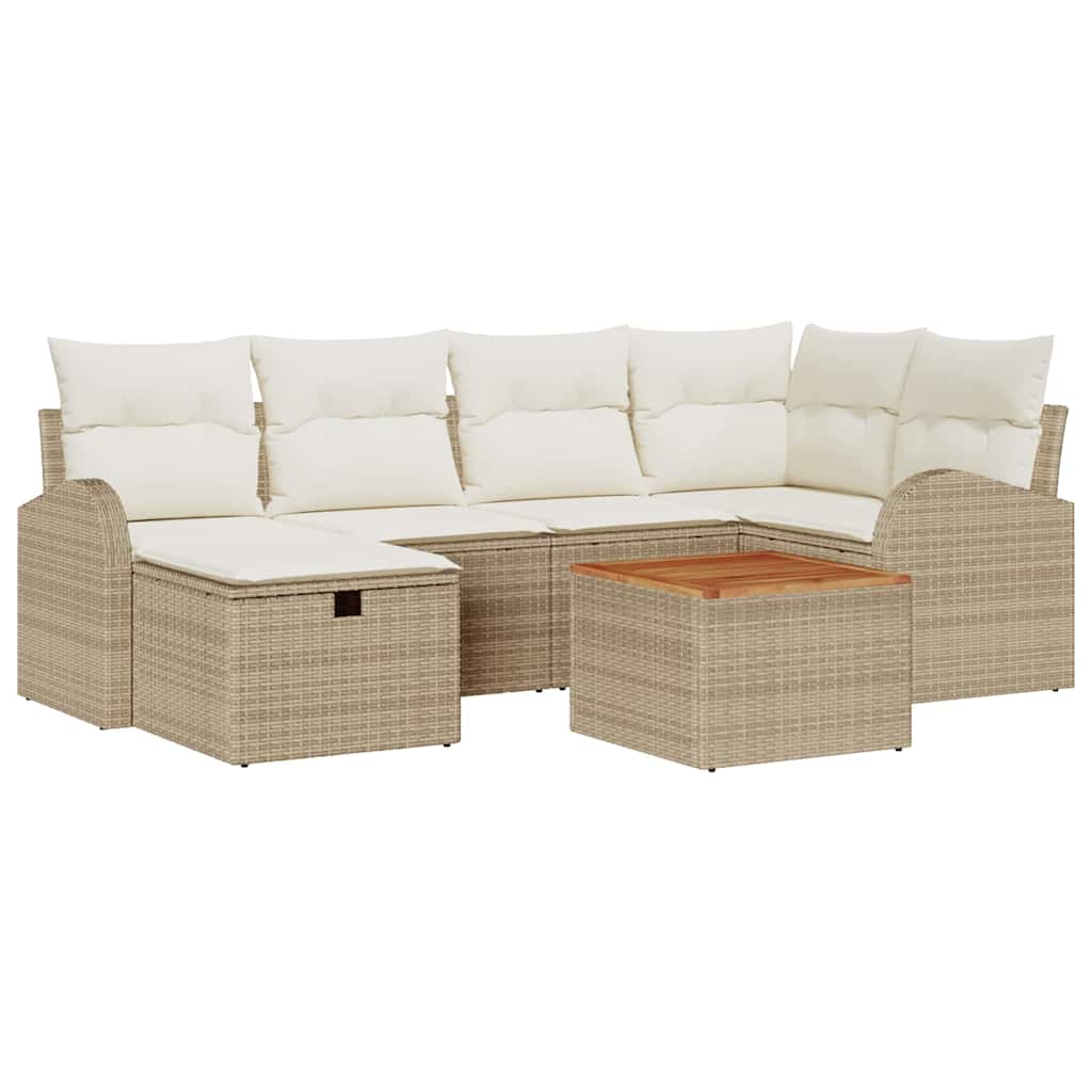 Set Divano da Giardino con cuscino 7 pcs Beige Poly Rattan - immagine 2