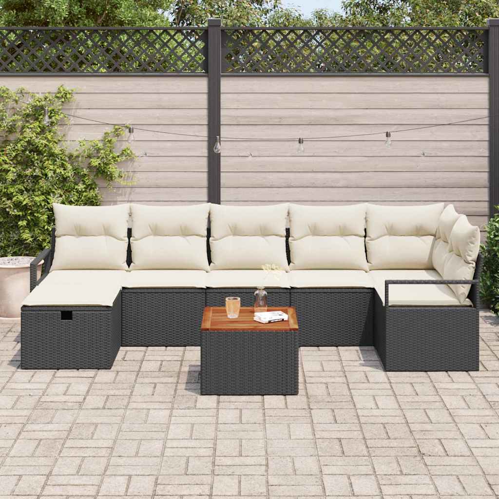 Set Divano da Giardino con cuscino 8 pcs Beige polyrattan - immagine 3