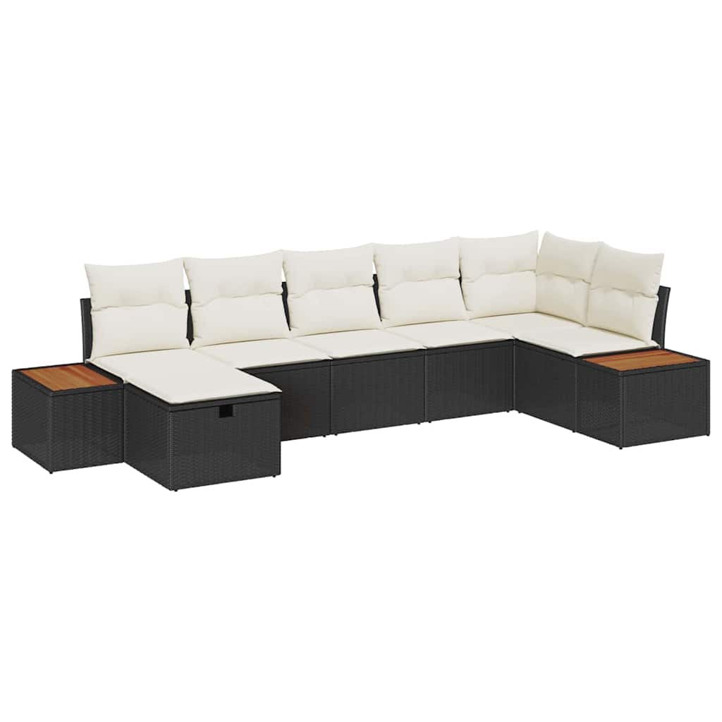 Set Divano da Giardino con cuscino Nero polyrattan - immagine 2