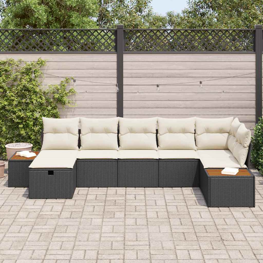 Set Divano da Giardino con cuscino Nero polyrattan - immagine 3