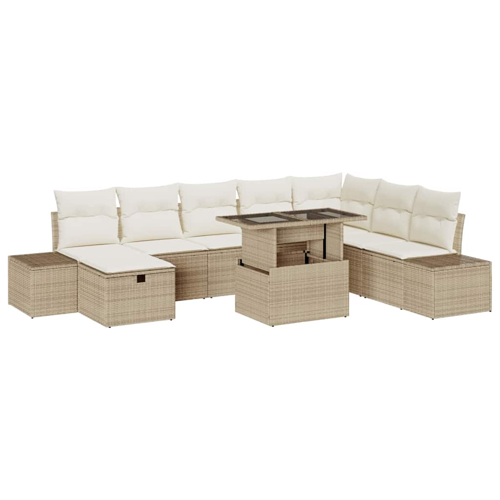 Set Divano da Giardino 11 pcs Beige Poly Rattan - immagine 2