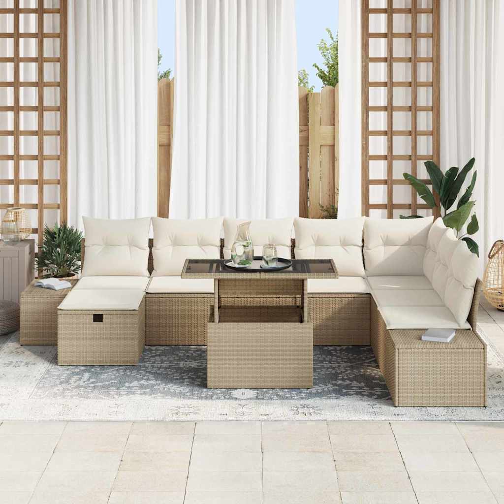 Set Divano da Giardino 11 pcs Beige Poly Rattan - immagine 3