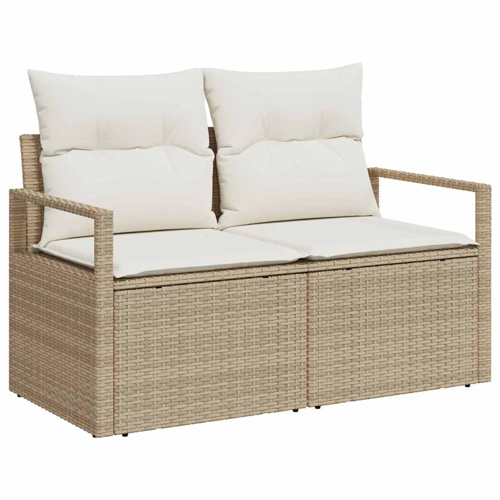 Set Divano da Giardino con cuscino 6 pcs Beige Poly Rattan - immagine 4