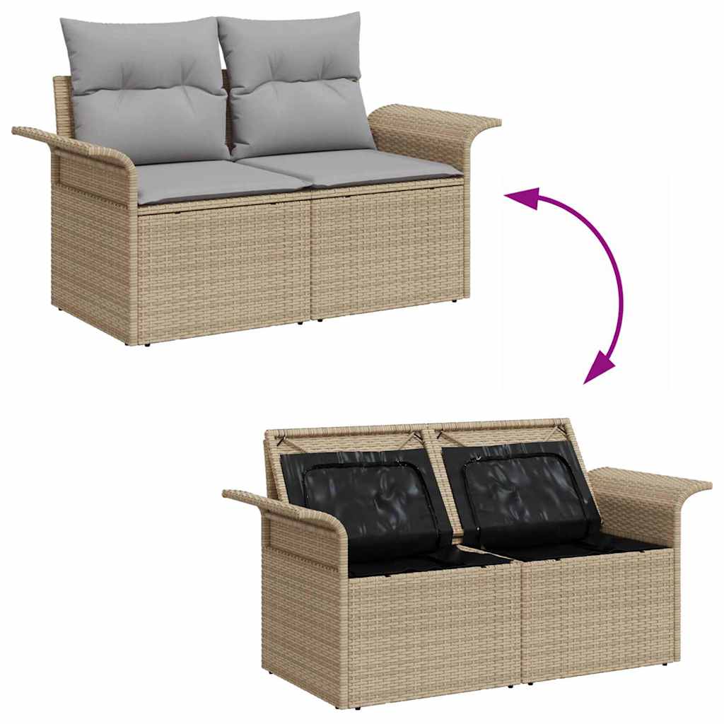 Set Divano da Giardino con cuscino 4 pcs Marrone Poly Rattan - immagine 9