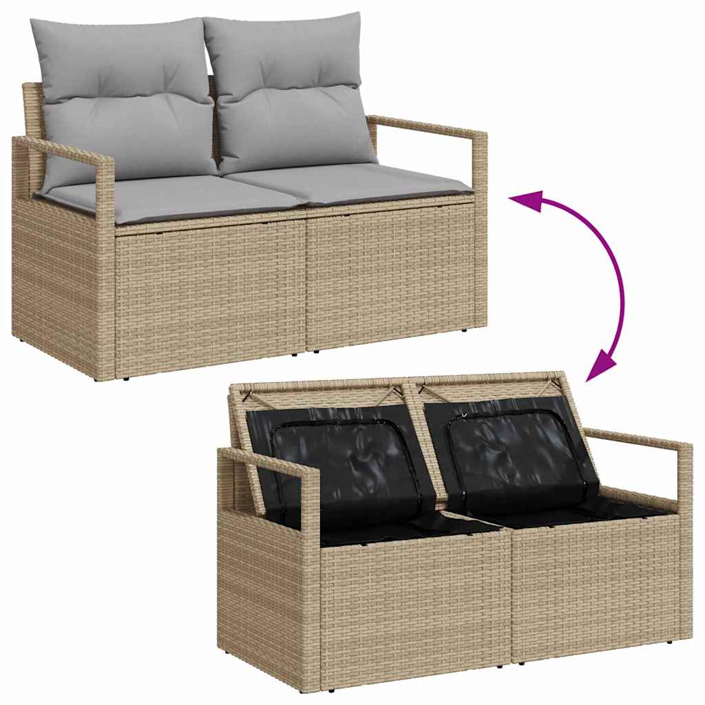 Set Divano da Giardino con cuscino 6 pcs Beige Poly Rattan - immagine 9