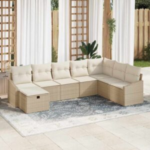 Set Divano da Giardino 8 pcs Beige 55 x 62 x 69 cm Poly Rattan