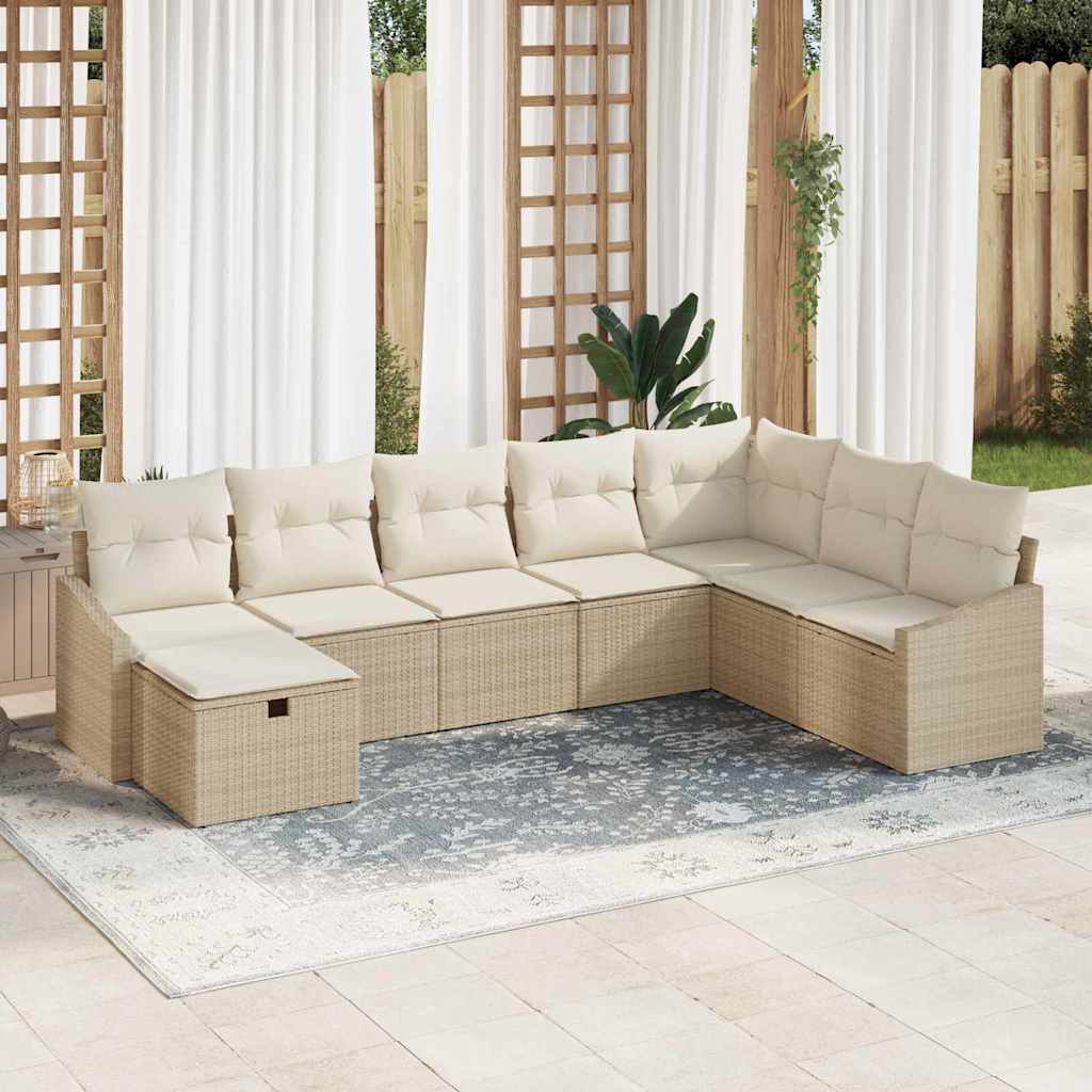 Set Divano da Giardino 8 pcs Beige 55 x 62 x 69 cm Poly Rattan