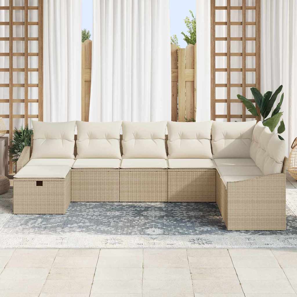 Set Divano da Giardino 8 pcs Beige 55 x 62 x 69 cm Poly Rattan - immagine 3