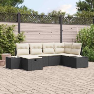 Set Divano da Giardino 6 pcs Nero 55 x 62 x 69 cm Poly Rattan