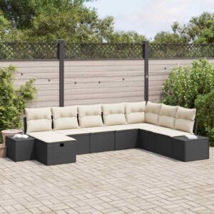 Set Divano da Giardino 8 pcs Nero 55 x 62 x 69 cm Poly Rattan