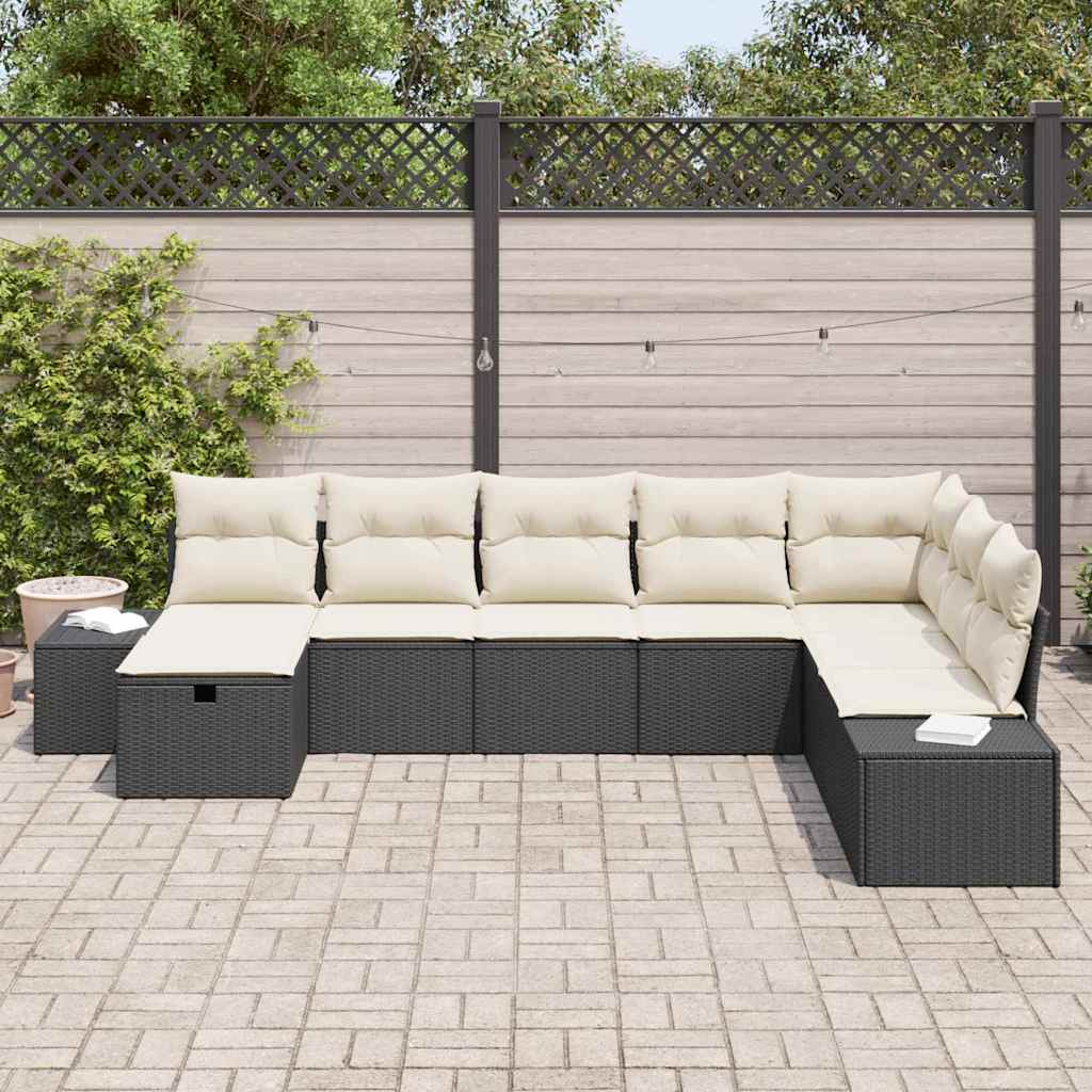 Set Divano da Giardino 8 pcs Nero 55 x 62 x 69 cm Poly Rattan - immagine 3