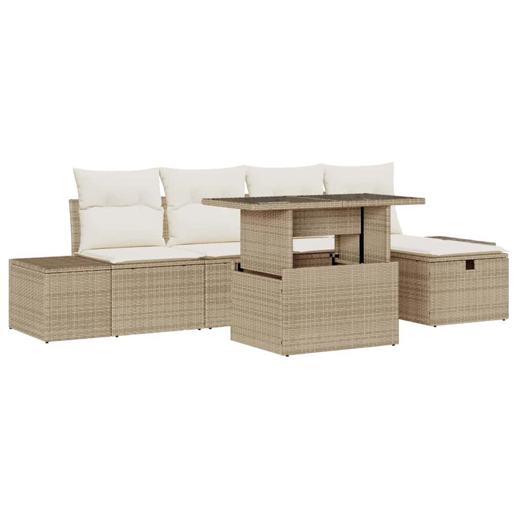 Set Divano da Giardino 6 pcs Beige polyrattan - immagine 2