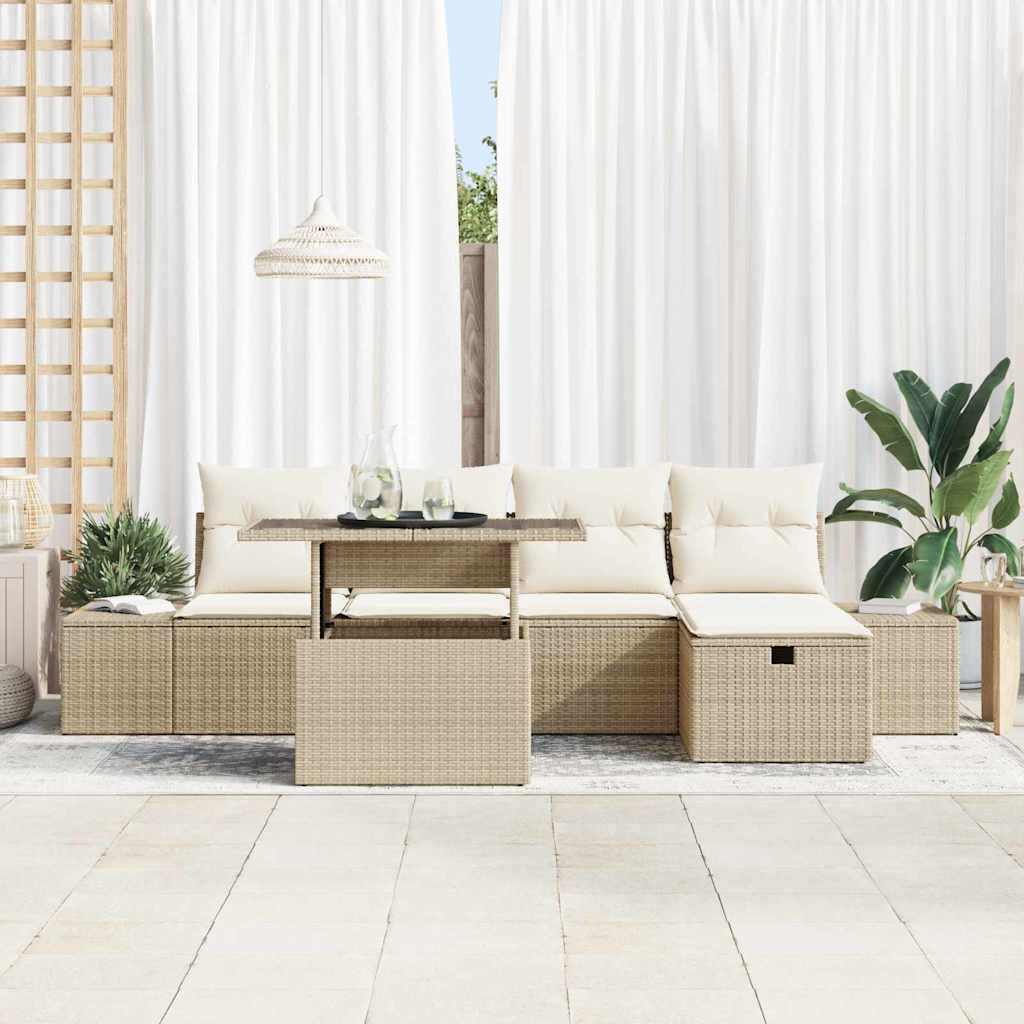 Set Divano da Giardino 6 pcs Beige polyrattan - immagine 3
